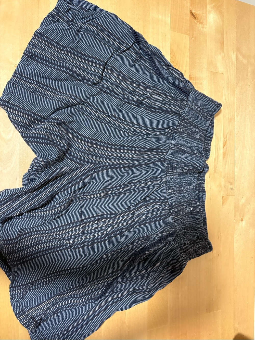 Womens Navy Patterned Elastic-Waist Shorts